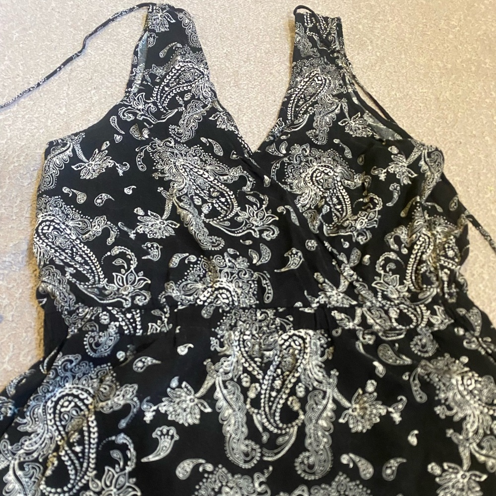 Black and White Paisley full length jumpsuit